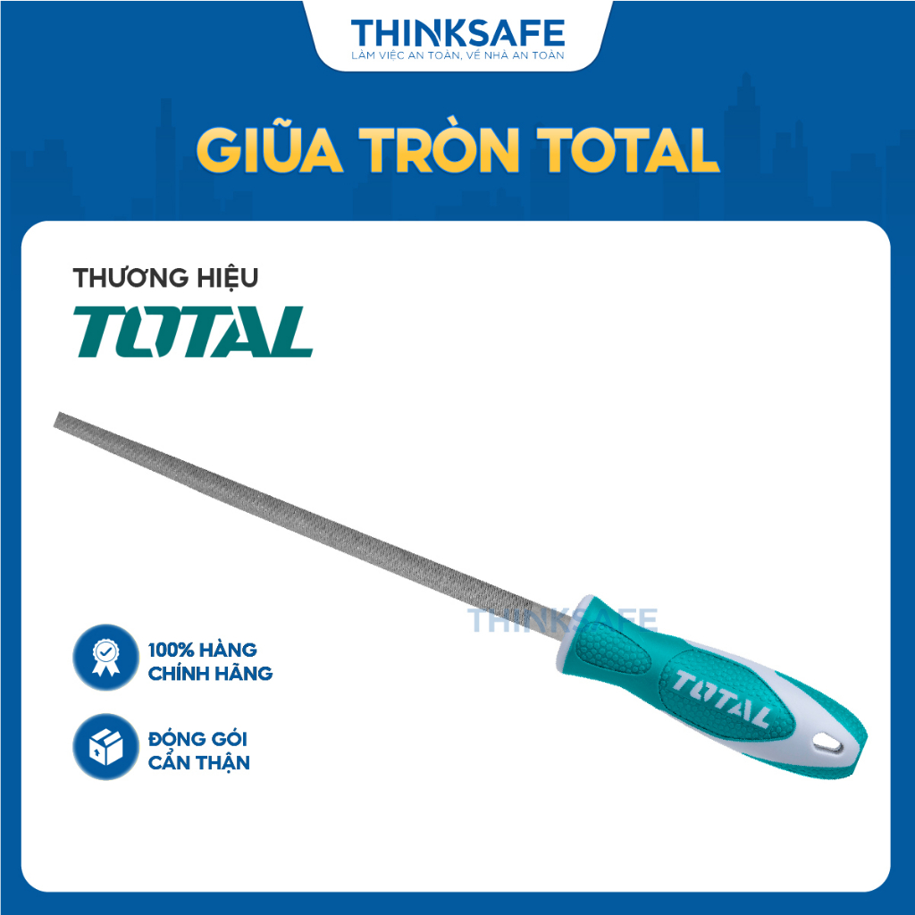 Giũa sắt hình tròn Total THT91386 kích thước 8 inch 200mm bề mặt dũa tay cầm bằng cao su mềm mại cao cấp - Thinksafe