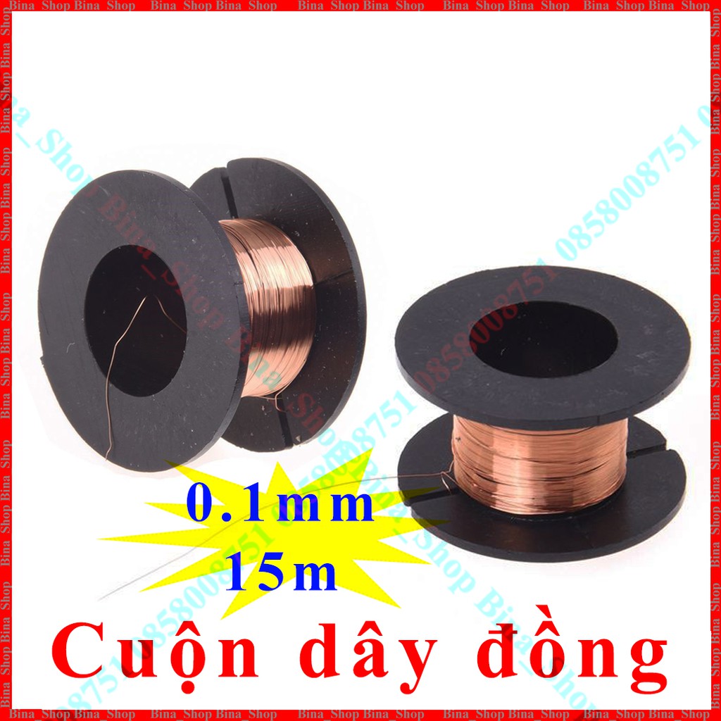 Cuộn dây đồng cách điện nhỏ 0.1mm/15m, Cuộn dây đồng câu mạch linh kiện