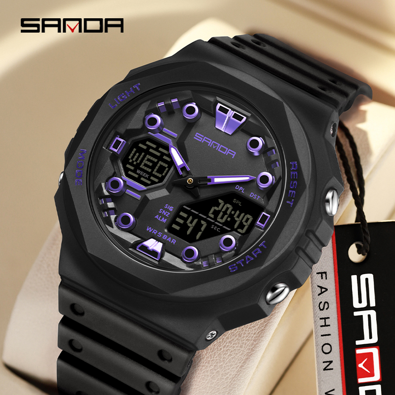 Sanda Large Dial Multifunctional Trendy Urban Outdoor Waterproof Sports Men's Watch SD6200-2.