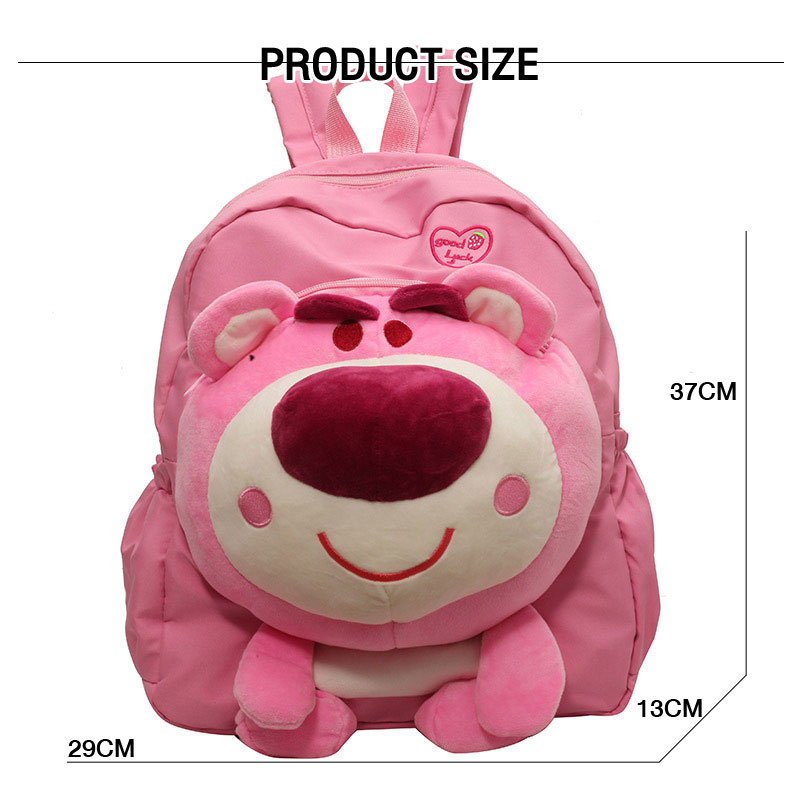 YA ZHOU LONG Cartoon Strawberry Bear Large Capacity Backpack Junior High School Student Backpack Cute Girls Storage Bag