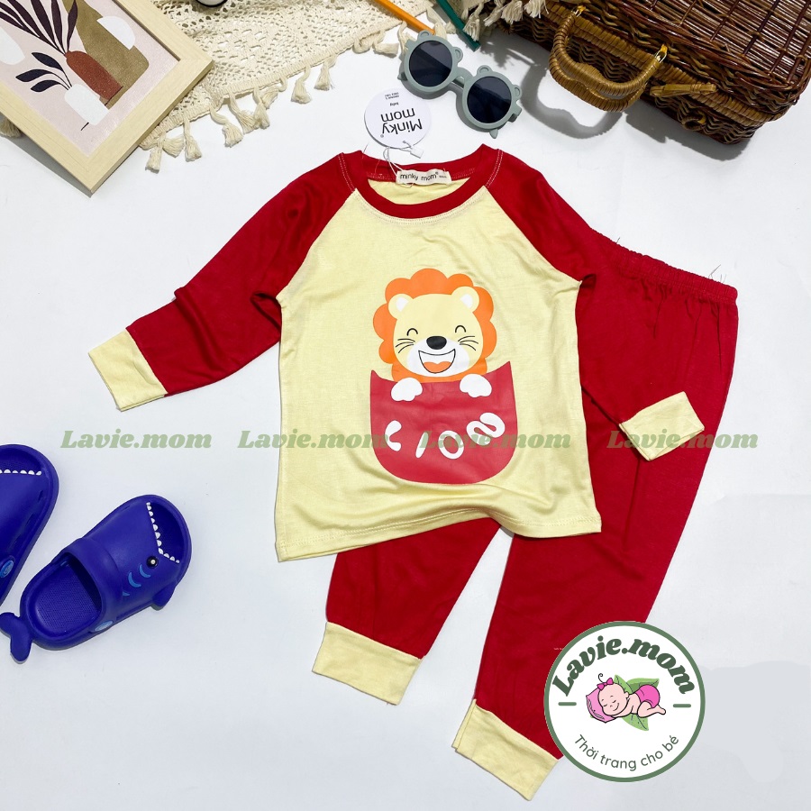 [ Bé 6-27 kg] Bộ quần áo dài tay Minky Mom vải mềm mịn, thoáng mát hình in dễ thương cho bé trai, bé gái