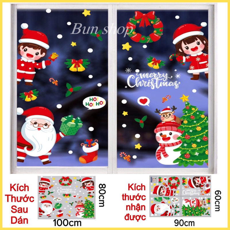 Decal Noel 2024  dán kính hít tĩnh tiện( ko keo) [ nhiều mẫu]