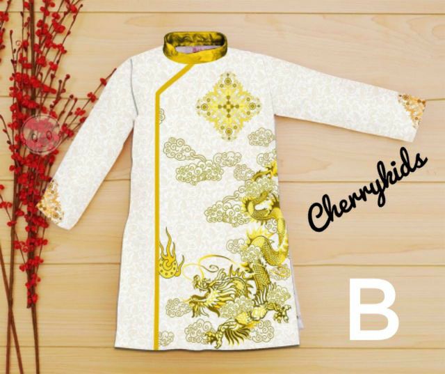 Áo dài bé trai vải gấm