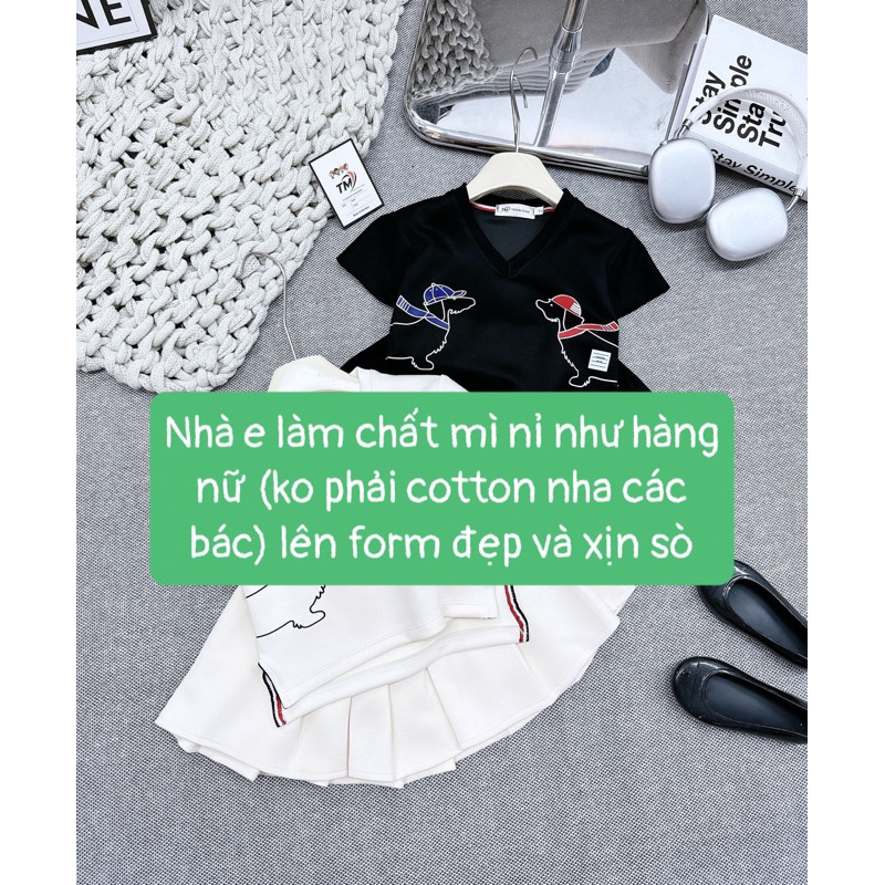 Set áo cổ tim Thome CS44 kèm chân váy cho bé gái