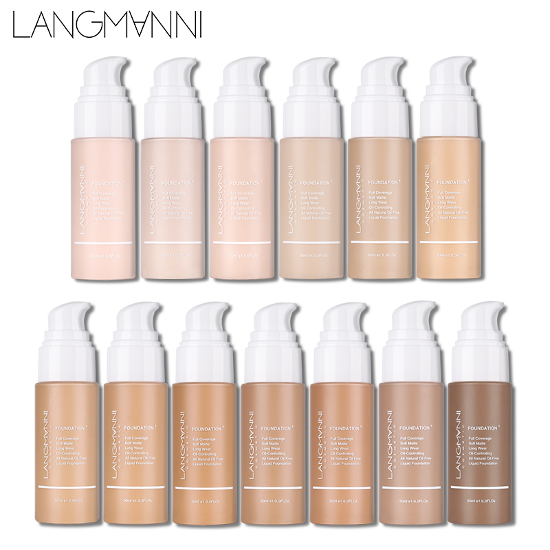Langmanni 30ml Liquid Foundation Soft Matte Concealer 13 Colors Primer Base Professional Face Make up Foundation Contour Palette. 