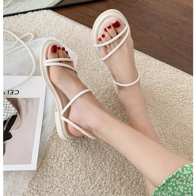 Dép Sandal Nữ MYSSTORE Đế Băng Dây Quai Đôi Basic Da Mềm Êm Chân DD-1233