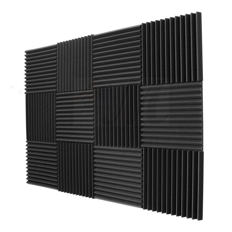Black Hohaski 10Pcs Acoustic Foam Panels Studio Piano Room Sound Insulation 1 X 12 X 12 Soundproofing Studio Foam Wedge Tiles Ideal for KTV Home 