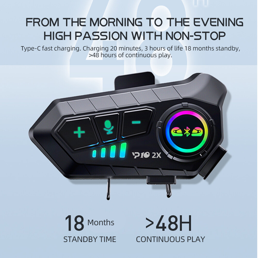 Hlinkey Mũ bảo hiểm xe máy Bluetooth 5.3 tai nghe gắn trong mũ bảo hiểm không cần tay Cuộc Gọi Kit IPX6 Không Thấm Nước 2000MAh Thời gian chờ đợi lâu Tai nghe không dây âm thanh nổi Cá Tuyết