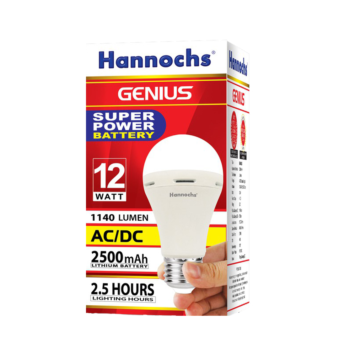 Lampu LED Hannochs Genius 12watt Emergency LED Magic Ac Dc Genius 12w