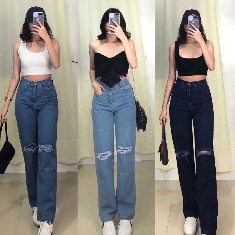 Sexy Korean Fashion High Waist Bootcut Flare Pants Retro Jeans