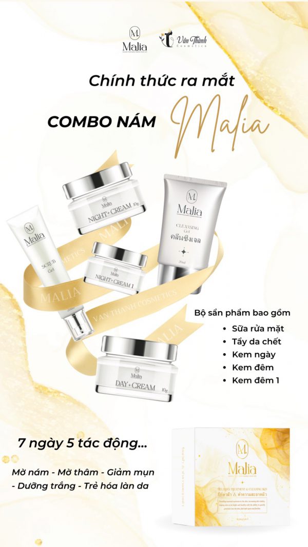 Combo Bộ Dưỡng da cao cấp Thái Lan Malia (Mini size) - Mẫu mới 2022