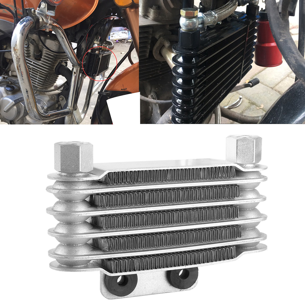 Oil Cooler Oil Radiator Engine 5 Row Universal Engine Oil Cooler Cooling Radiator Replacement for 125-250CC Motorcycle Dirt Bike ATV
