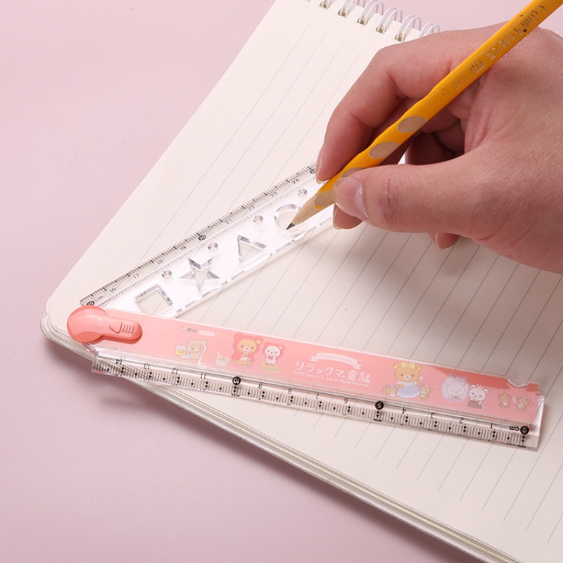 Cartoon Bear Multi-function Folding Ruler 30 Cm Transparent Scale Drawing Ruler Student Stationery Supplies