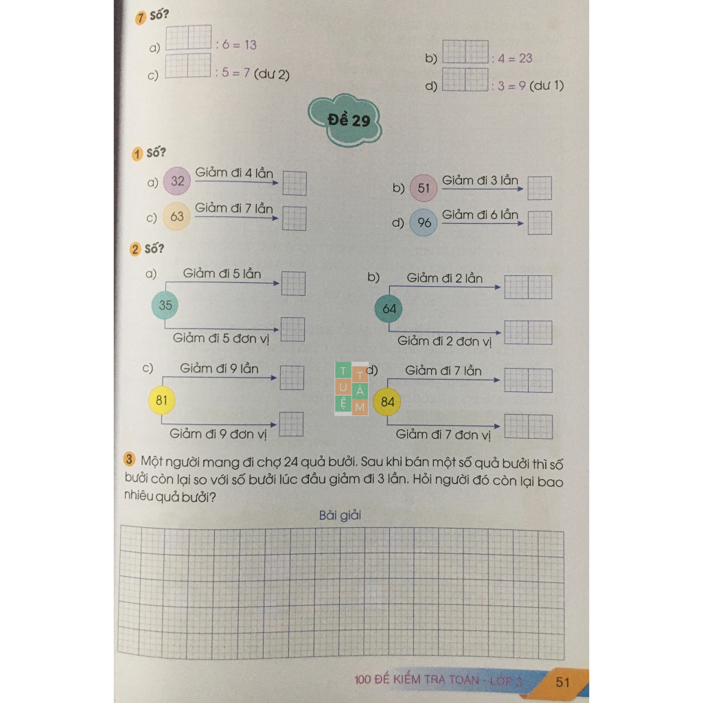Sách - 100 đề kiểm tra Toán 3