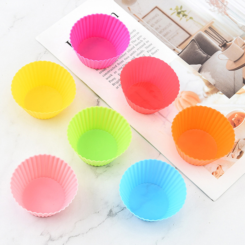 [Mariannes] 5Pcs/set Flower Silicone Cake Cup Cake Tool Bakeware Baking Silicone Mold 7cm