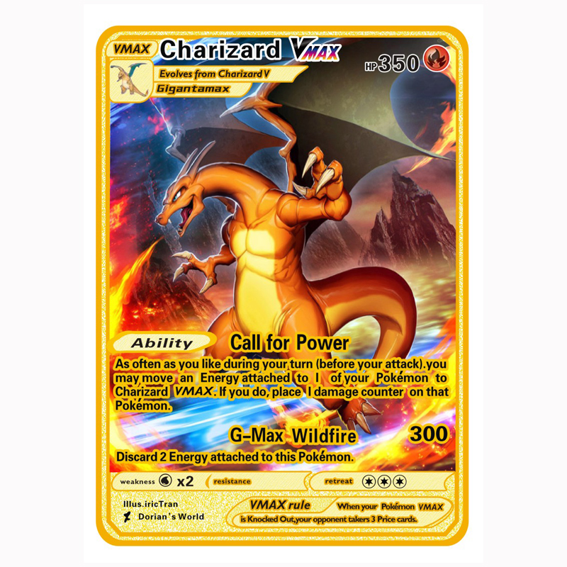 New ArrivalsNew ArrivalsPokemon card Charizard MAX Custom Metal V VMAX  CardRainbow Gold Pokemon Card-HP 508 330 350 toys for children | Daraz.lk