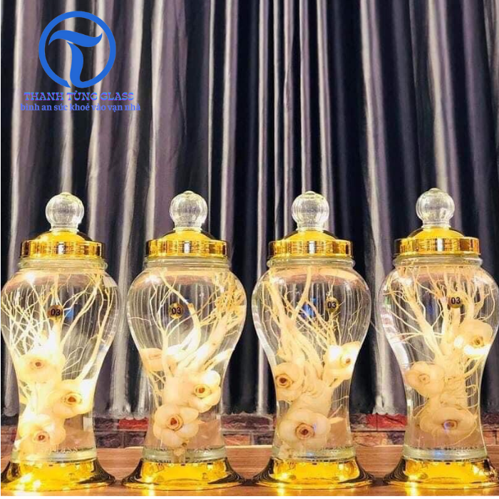 BÌNH NGÂM RƯƠU SÂM THUỶ TINH   Phú Hoà 3 LÍT KHÔNG VAN