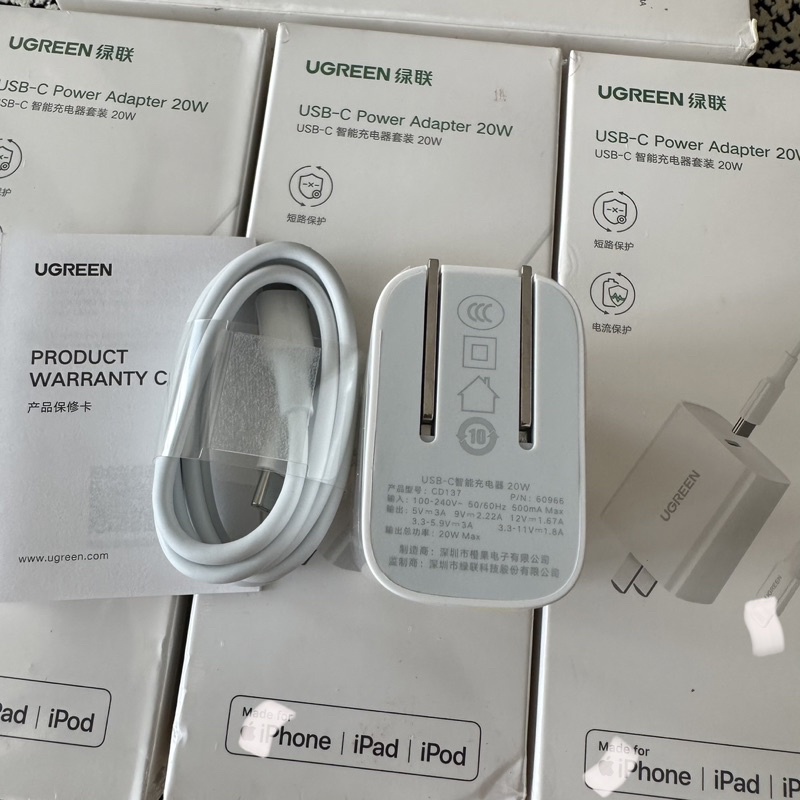 Bộ Sạc Ugreen 20W C o Light CD137 + Cáp 1M US171