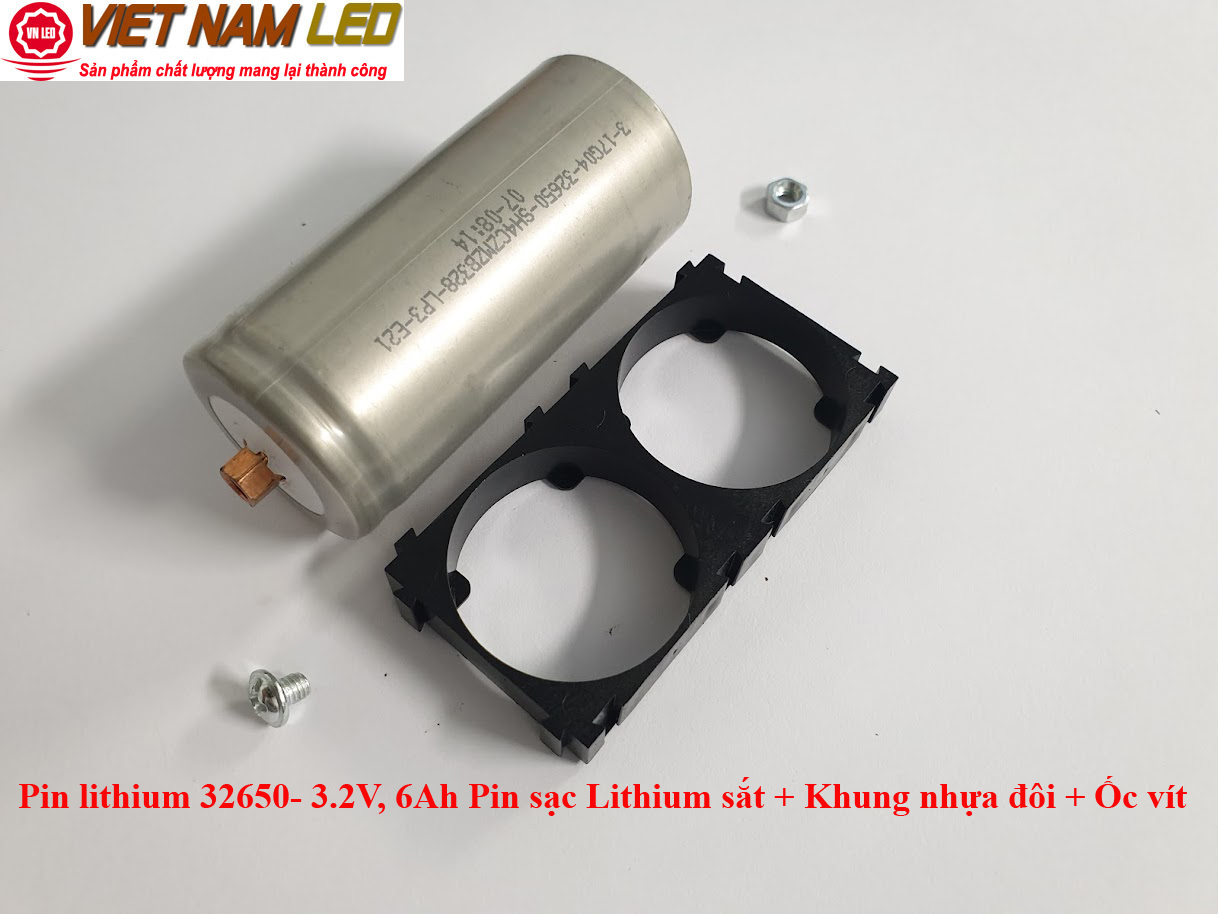 Pin lithium 32650 - 3.2V, 6Ah, Pin sạc Lithium sắt, tặng kèm ốc, vít