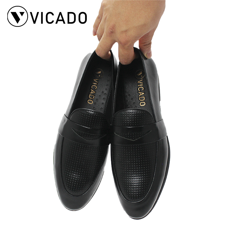 Giày nam da bò công sở Vicado VA1068 màu đen