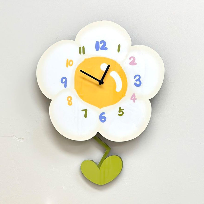 KS Cream style Art Deco wall clock Home Living Room Bedroom Silent clock High appearance Level soda flower Swing clock