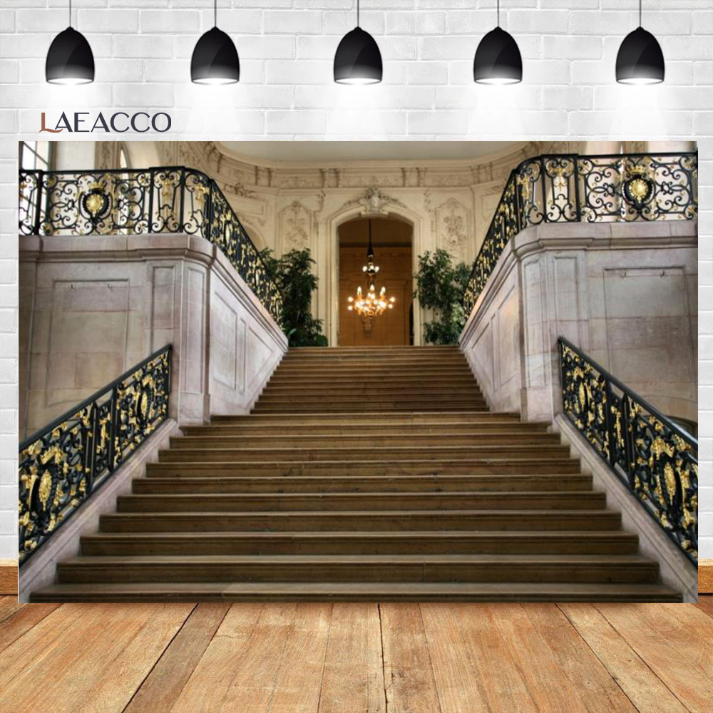 Laeacco Luxury Palace Spiral Staircase Pillar Interior Decor ...