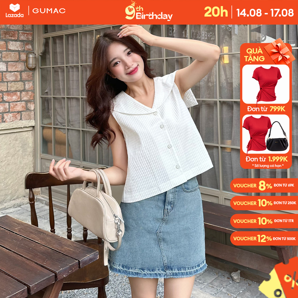 Chân váy jean mini thời trang gmorning - gumac yvje01015