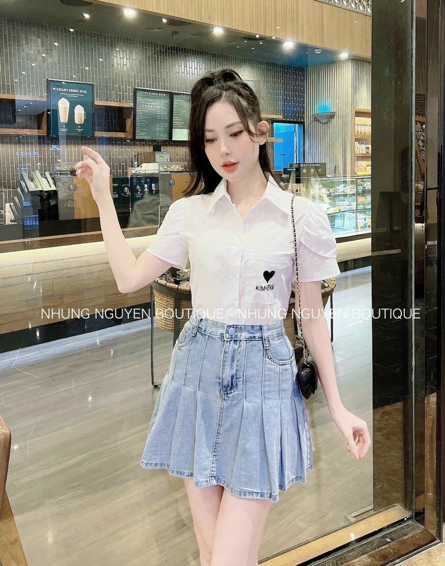 [HCM]ÁO SƠMI TAY NGẮN TRÁI TIM SIÊU CƯNG