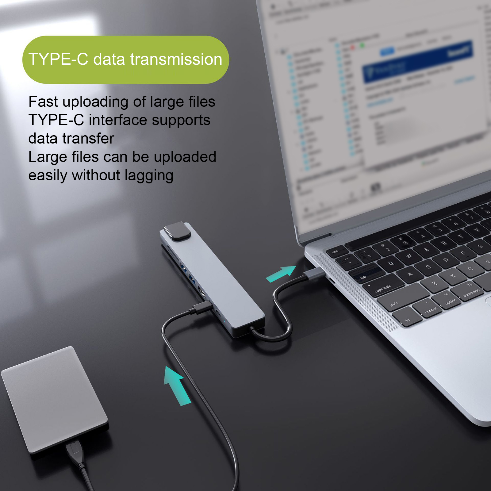 Anxinshui Docking Hub Ethernet Adapter 8-in-1 Usb Type-c Docking Station with Ethernet Card Reader High-speed Data Transfer Hub less Than