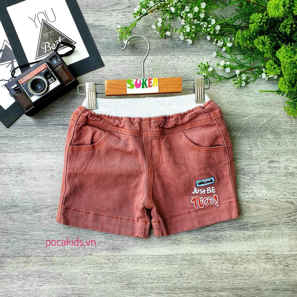 Quần short kaki Bé trai màu nâu