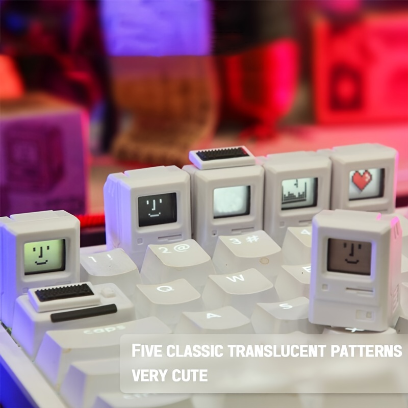 Little Computer Key Cap 【Wireless】 2PC Nostalgic Mini Macintosh Keycap Classic Retro Hat FC ...