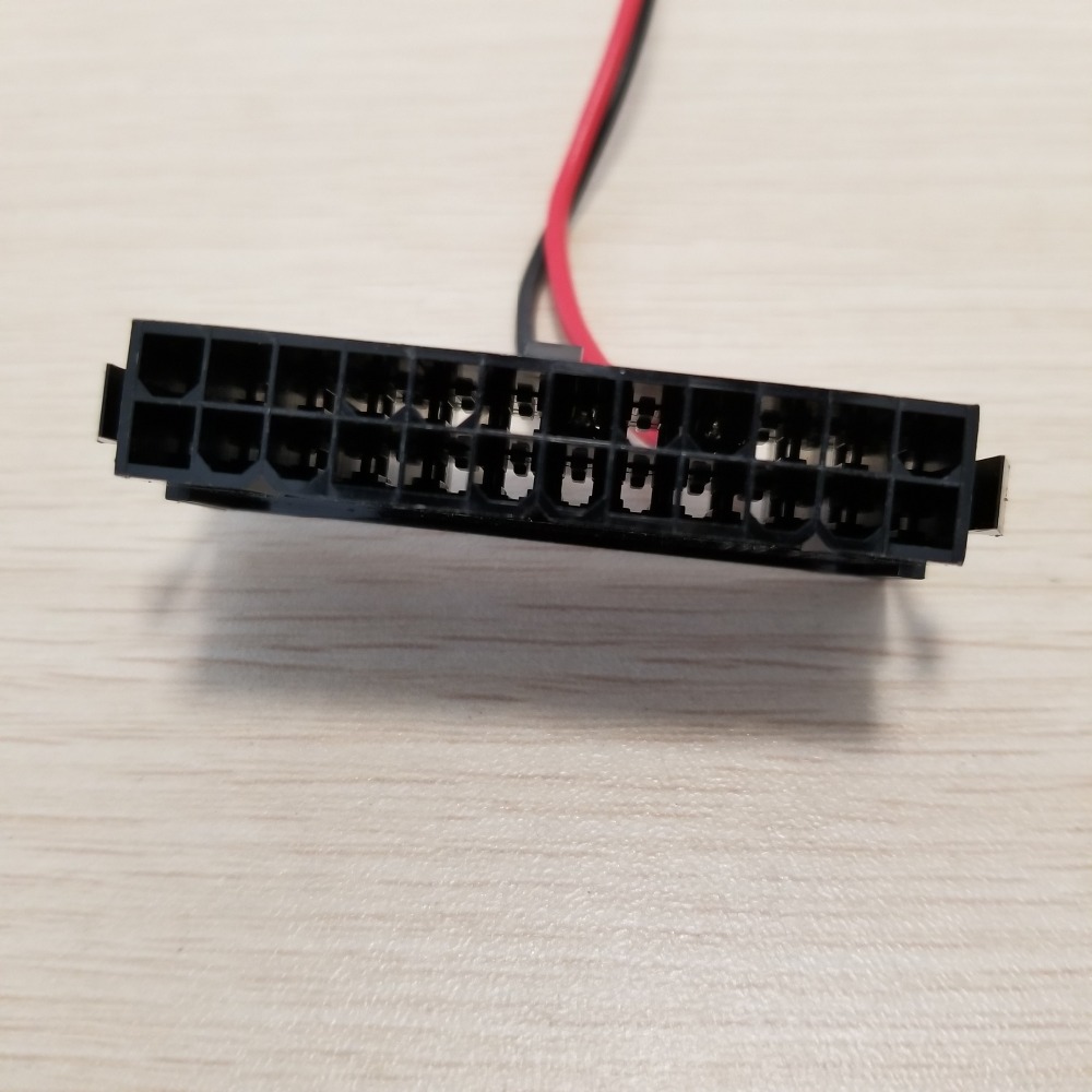 【VogueVenture】PC Server ATX PSU 24Pin Female Socket Starter Switch Button Power Cable 18AWG Wire Self-Lock Boat Shape 50cm diy. 