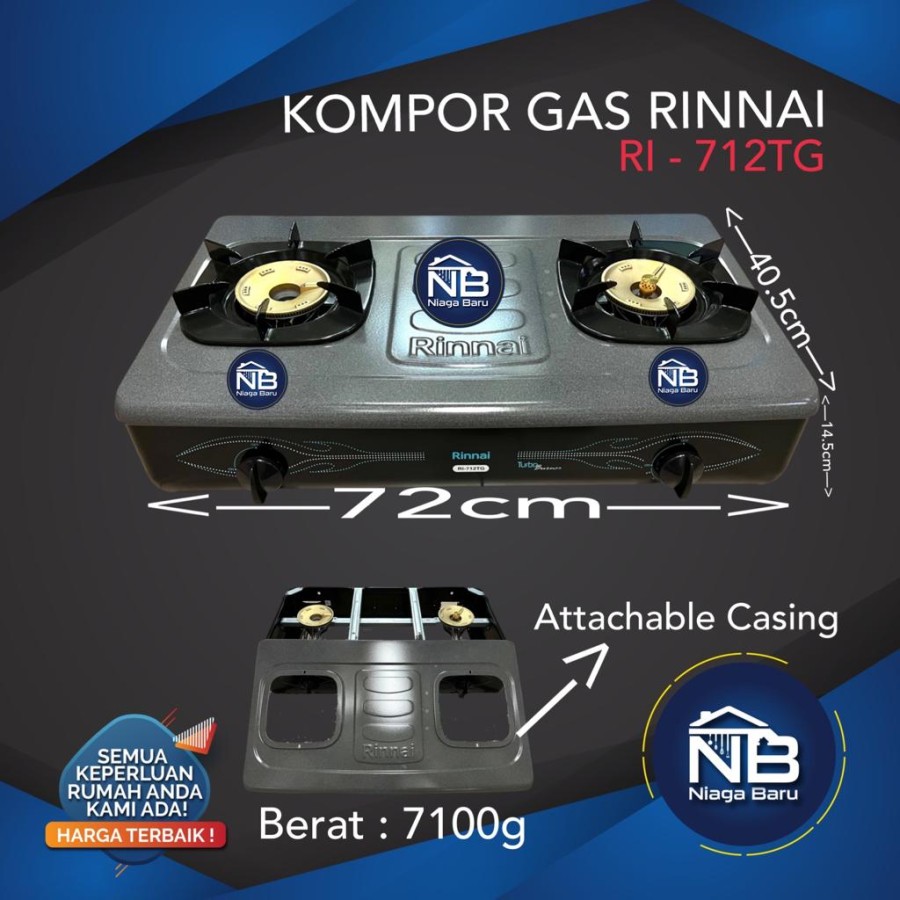 Ri-712 TG Kompor Gas Rinnai 2 Tungku Turbo Burner | Lazada Indonesia