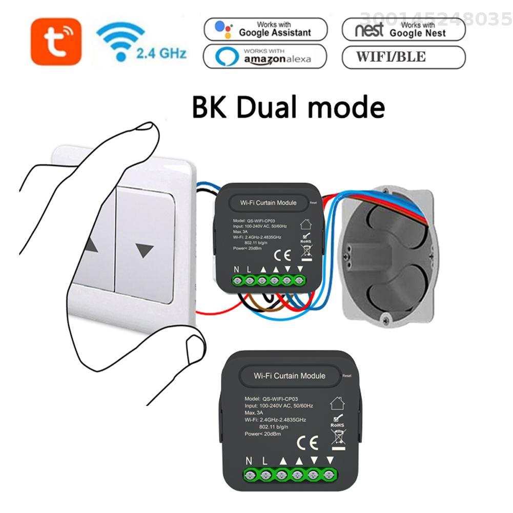 QS--CP03 Tuya Intelligent Curtain Switch Module Home Curtain Modification Module Mobilephone Device Sharing Timing Function APP Remotes Control Compatible with Alexa Home Voice Control