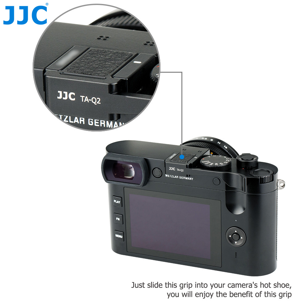 JJC Metal Thumb Grip Holder for Leica Q2 Camera, Secure Handle Bracket with Hot shoe Cover Function