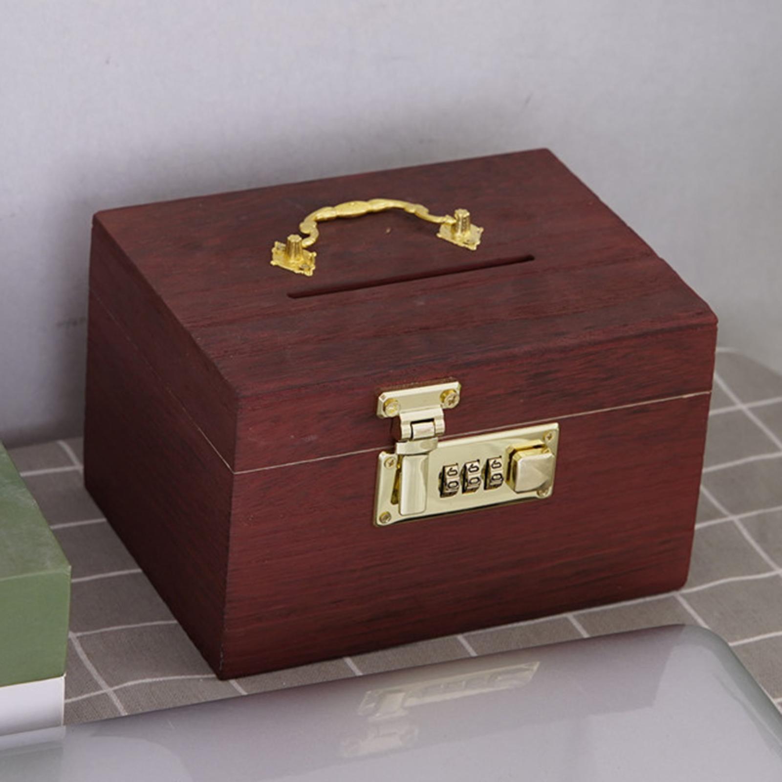 Gociy wooden piggy bank organizer treasure storage box decorative saving - ảnh sản phẩm 7