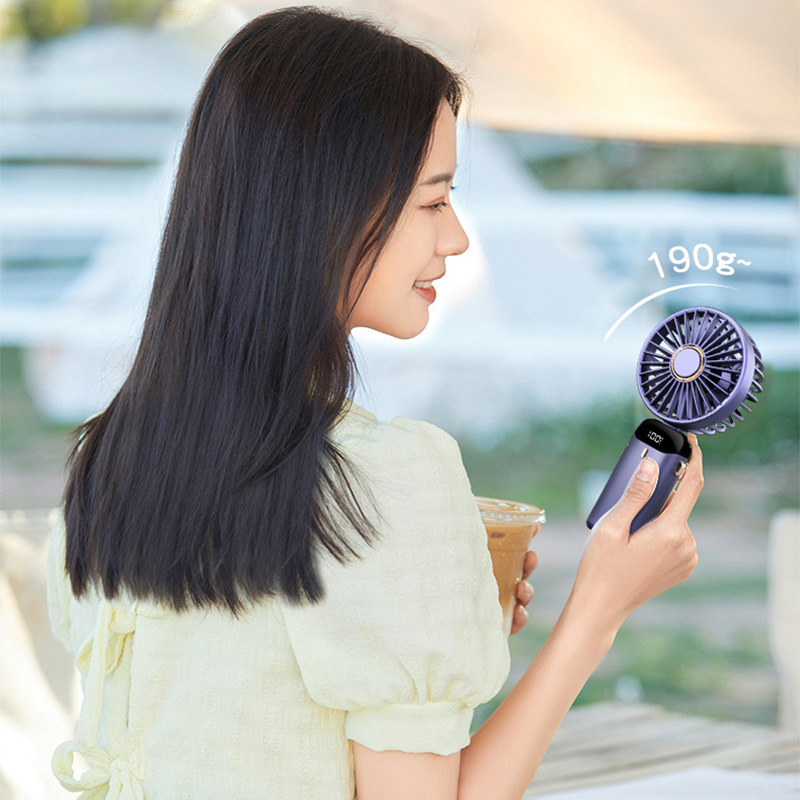 KAIMEIDI USB Handheld Fan Mini Portable Student Small Fan Digital Display Folding Aromatherapy Small Electric Fan