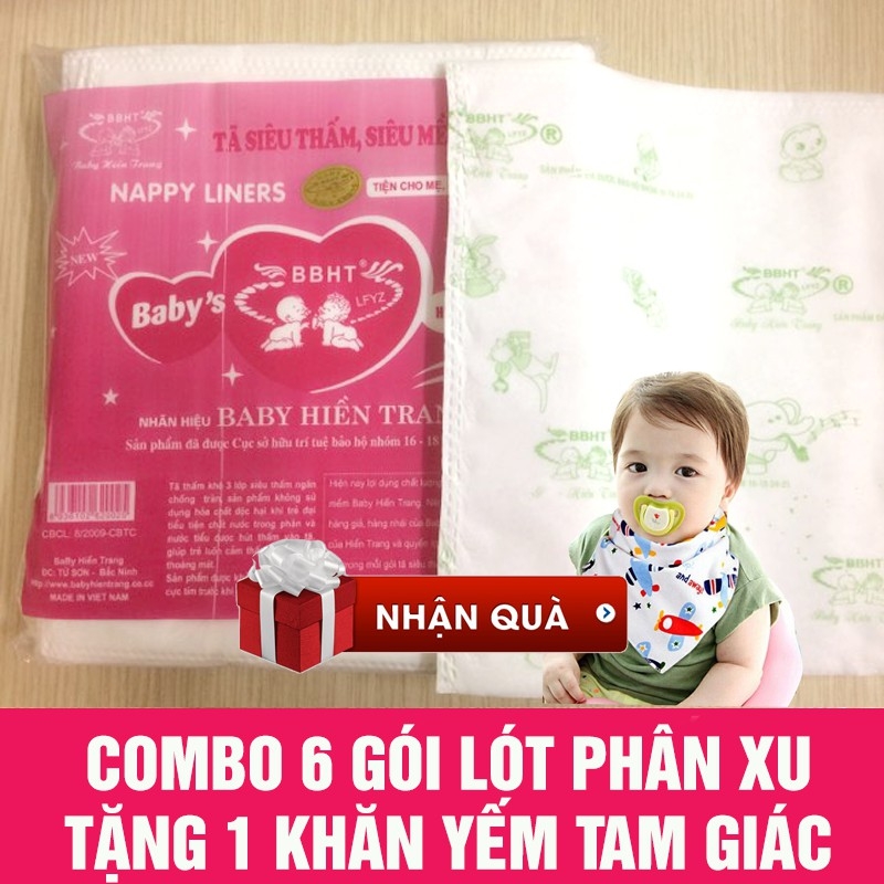 [Hoàn tiền 6%]6 Gói lót phân su tặng 1 khăn yếm