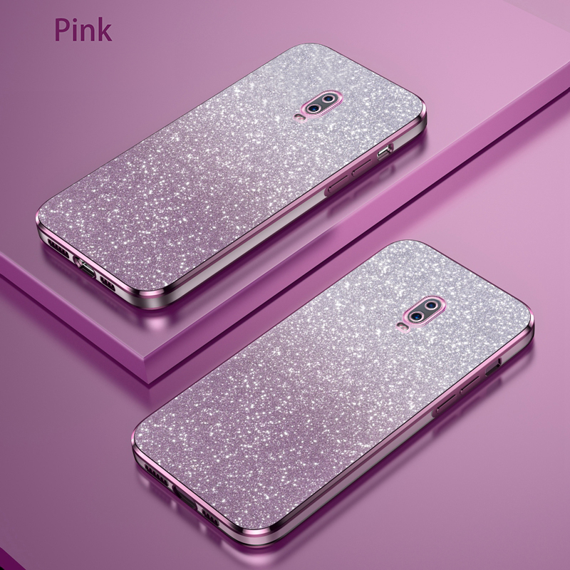 Luxury plating phone case for oppo r17 case oppor17 glitter clear tpu soft cover casing with glitter flake