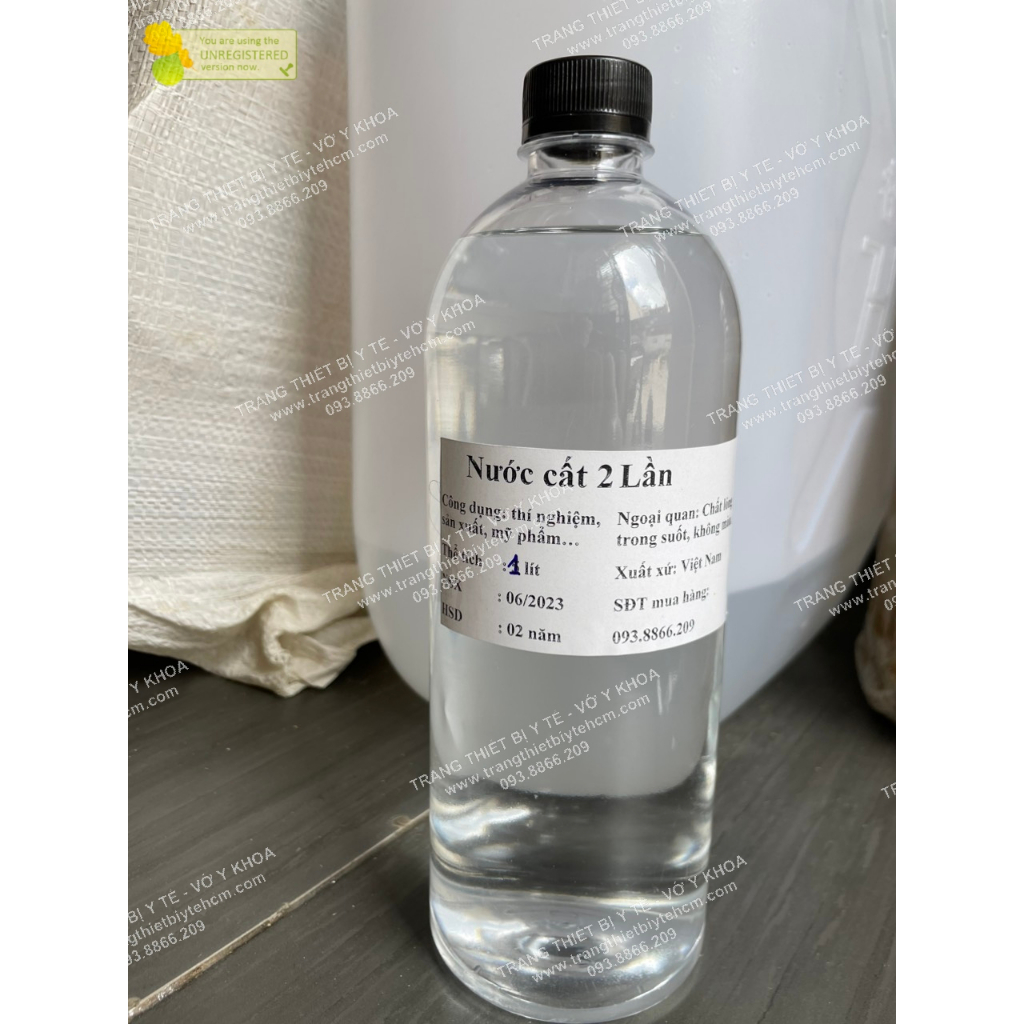 Nước cất 2 lần Chai 1 lít (vận chuyển không đổ)