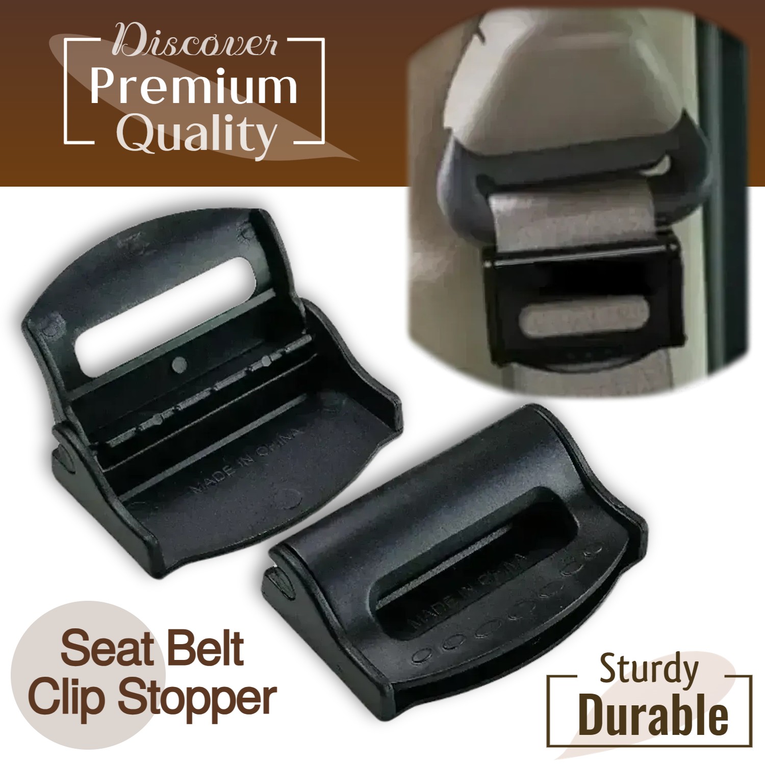 Car Seat Belt Clips Stop Stopper Adjuster, Black