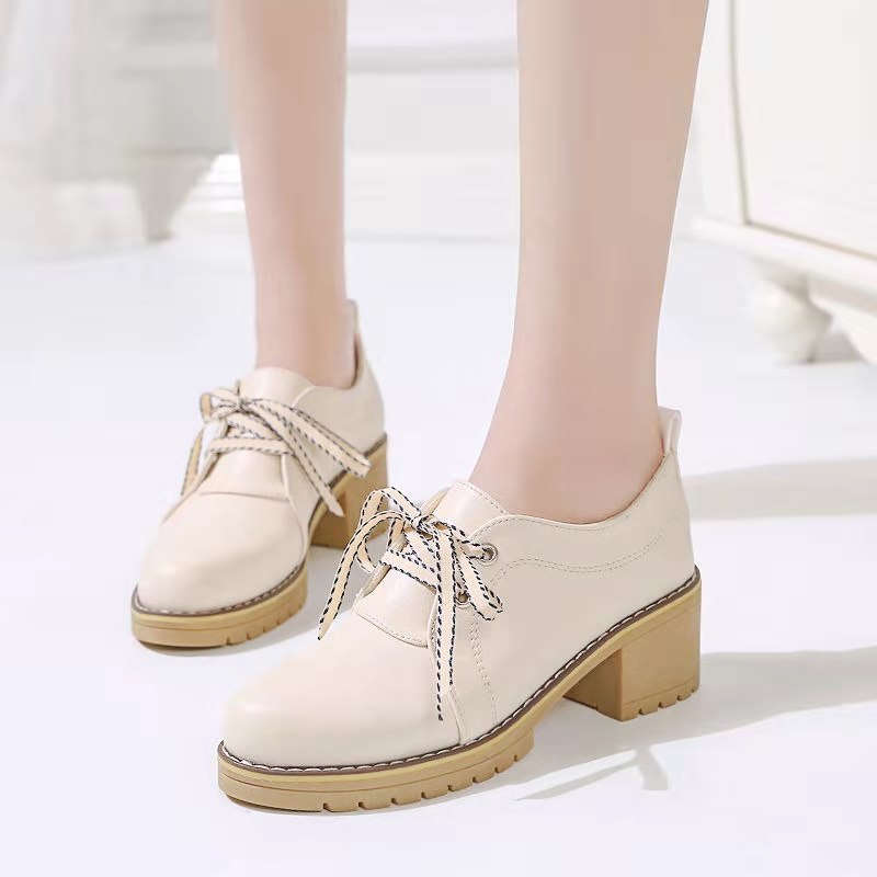 Giày Da Nữ Giày Oxford Cao Gót 5P ULZZANG