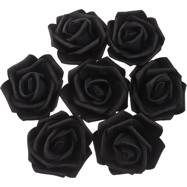 %E3%80%90Folio%20&%20Light%E3%80%91100pcs%20Fake%20Rose%20Head%20Artificial%20Flower%20Faux%20Black%20Rose%20For%20Diy%20Crafts%20Decor%20-%20Image%202