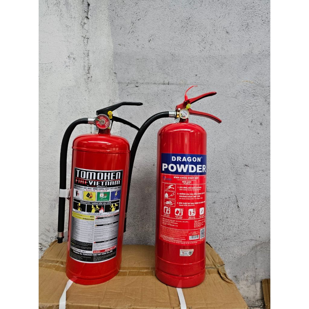 Bình chữa cháy 4 kg có tem kiểm đinh pccc, bình bột 4 kg có tem, bình dragon 4 kg, bình tomoken 4kg, bình abc 4 kg pccc