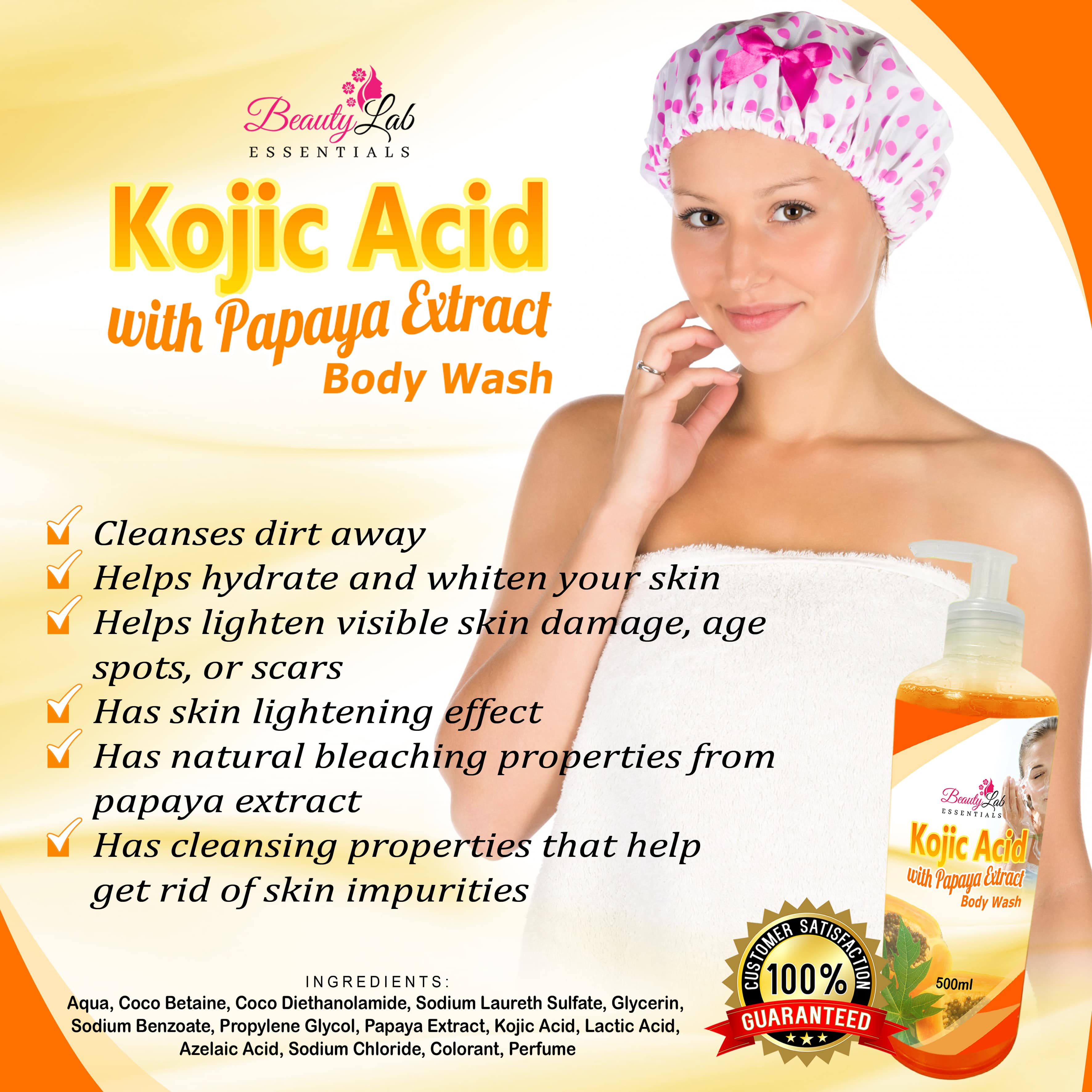 BeautyLab Essentials Kojic Acid with Papaya Extract Body Wash 500mL