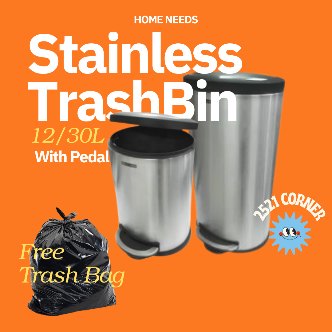 12L & 30L Stainless Trash Bin with Foot Pedal / Trash Can for Kitchen