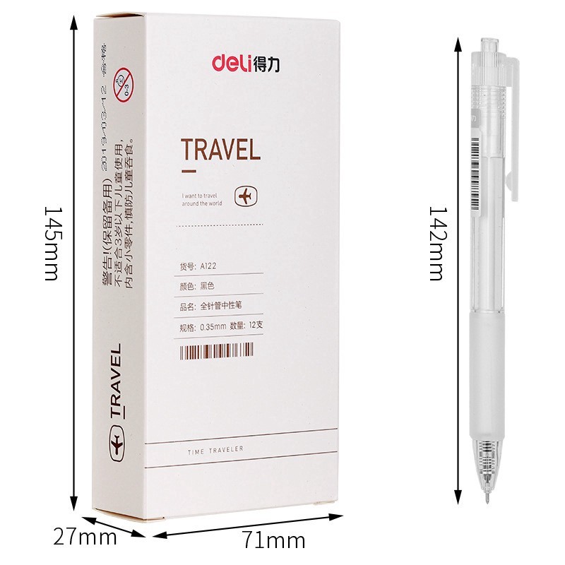 Bút gel mực đen ngòi 0.35mm deli a122, sa130. ngòi đen 0.35mm se124