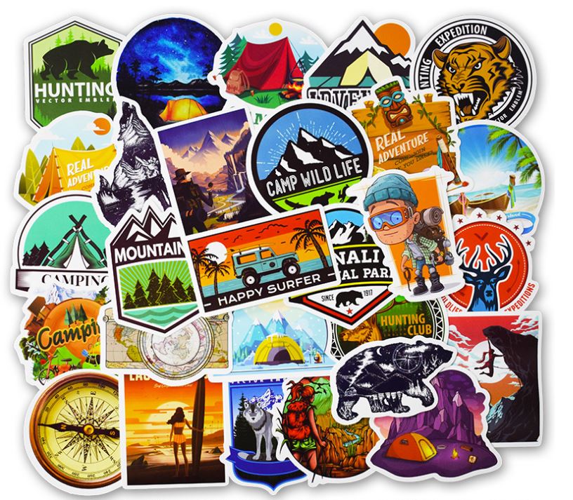 Sticker chủ đề camping hình dán trang trí  phượt du lịch (50 hình)