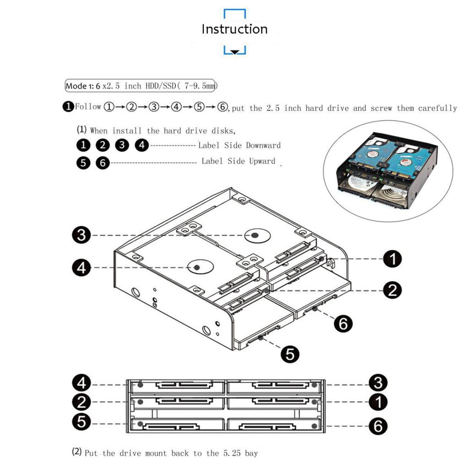 freneci 5.25 2.5 SSD 3.5 HDD Bay Converter Mounting Bracket Adapter