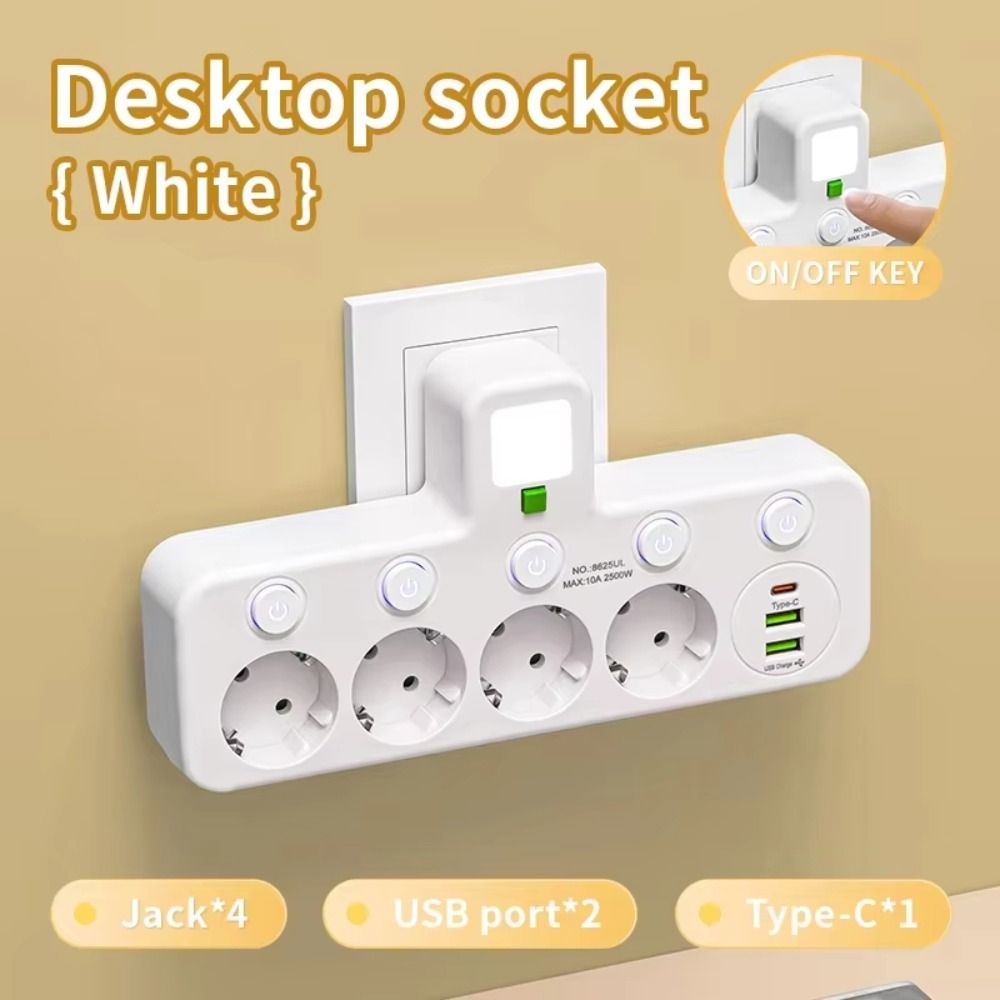 Durable 4 Plugs EU Plug Outlet Wall Mounted Universal Wall Power Socket ...